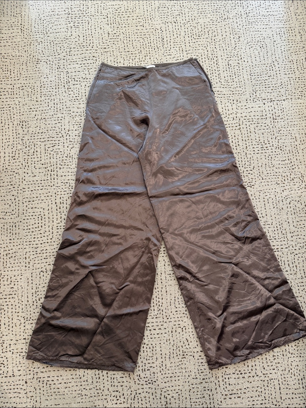 Arket Women's Wide-Leg Satin Pants in Brown